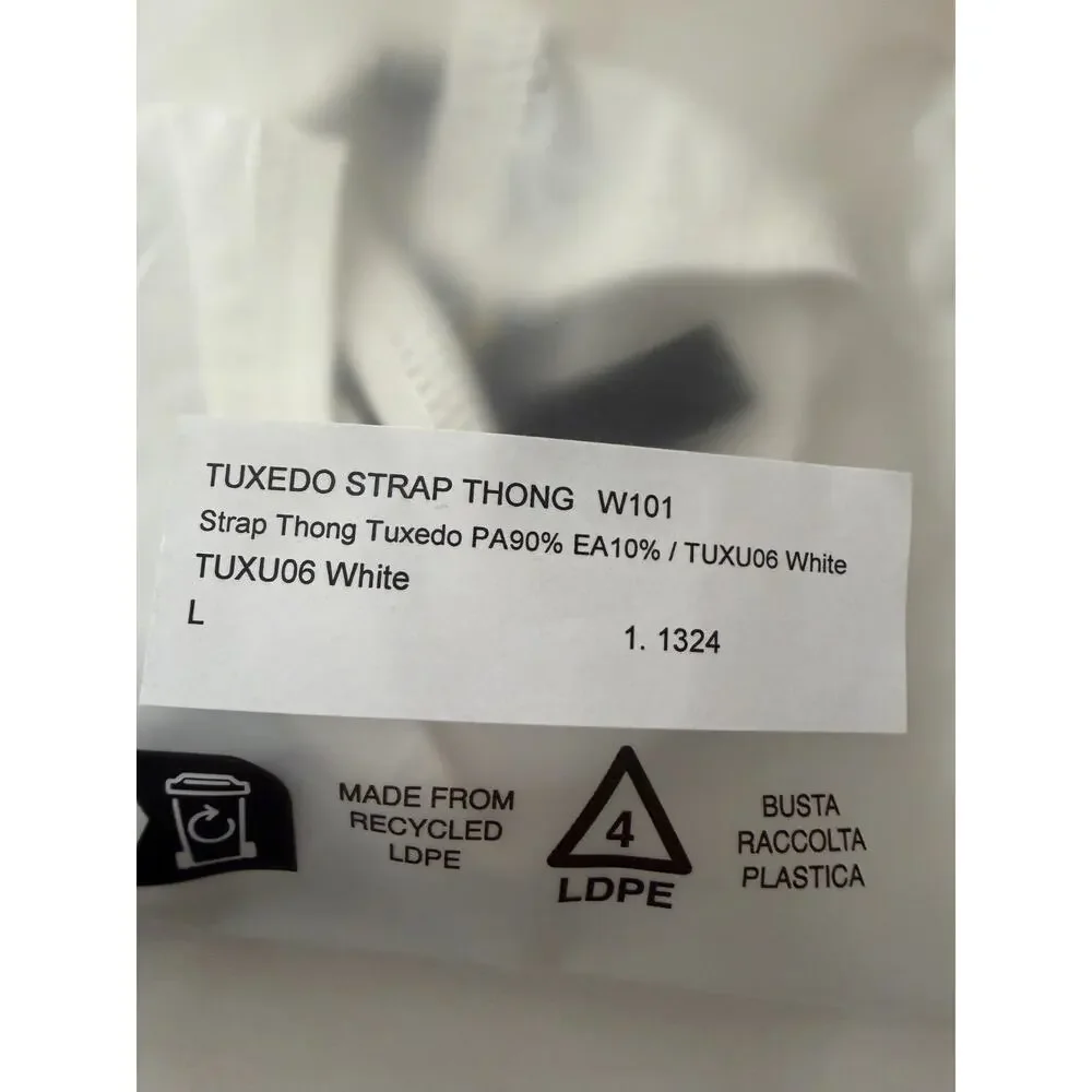 NEW Charlie By MZ Mens Tuxedo Strap Thong Color White & Black Size Large